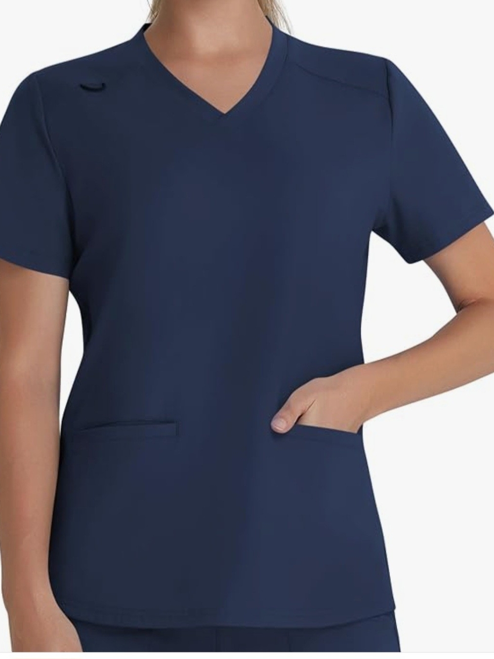 Women's V-Neck Short Sleeve Scrub Top in Navy